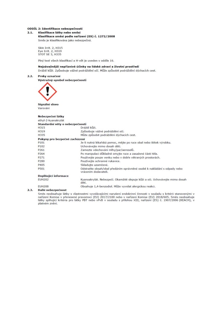 Lepidlo IA501/20 vteřinové na kov 20g Kyanakryl