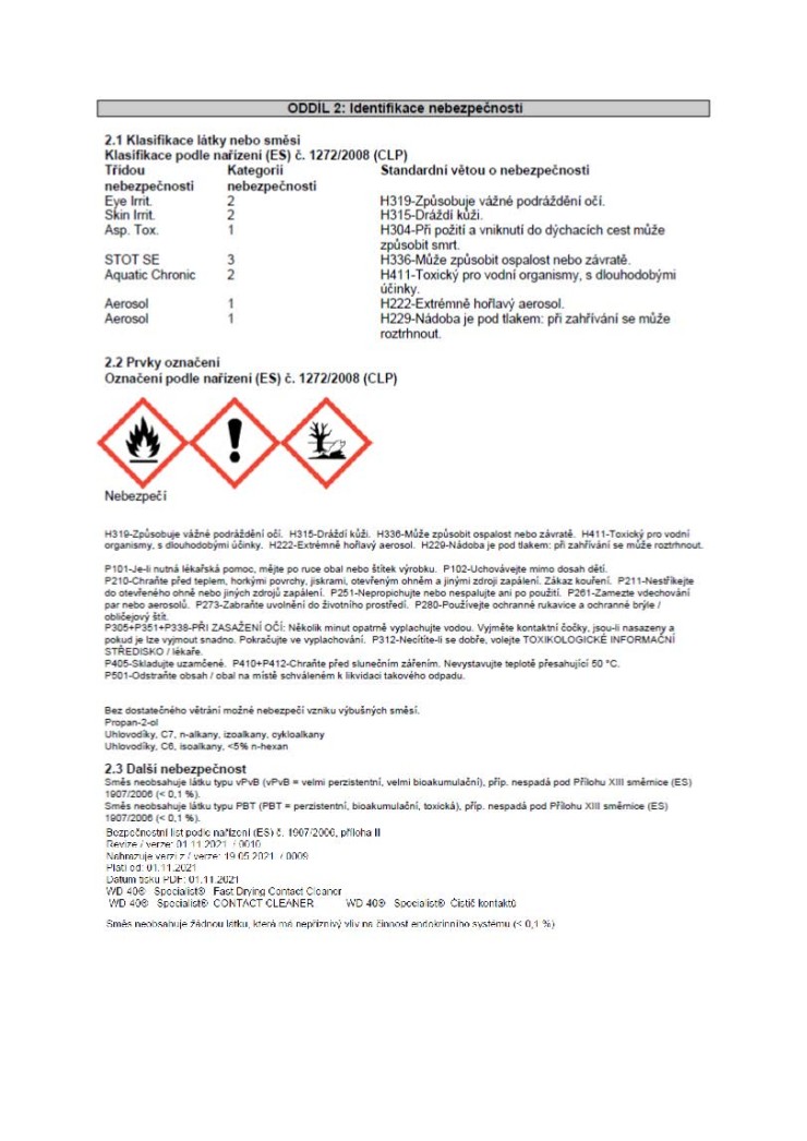 WD-40 SPECIALIST Rychleschnoucí čistič kontaktů 250ml