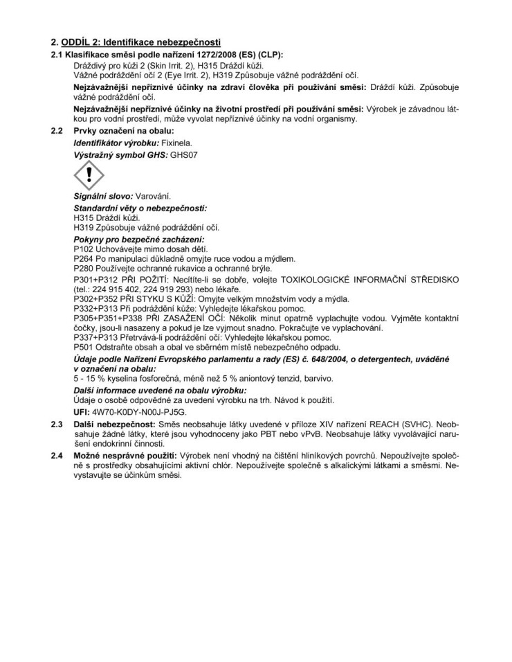 Fixinela tekutý čistič na rez a vodní kámen 500 ml