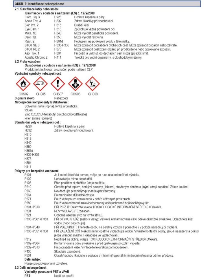 Přípravek pro vnitřní čištění motoru