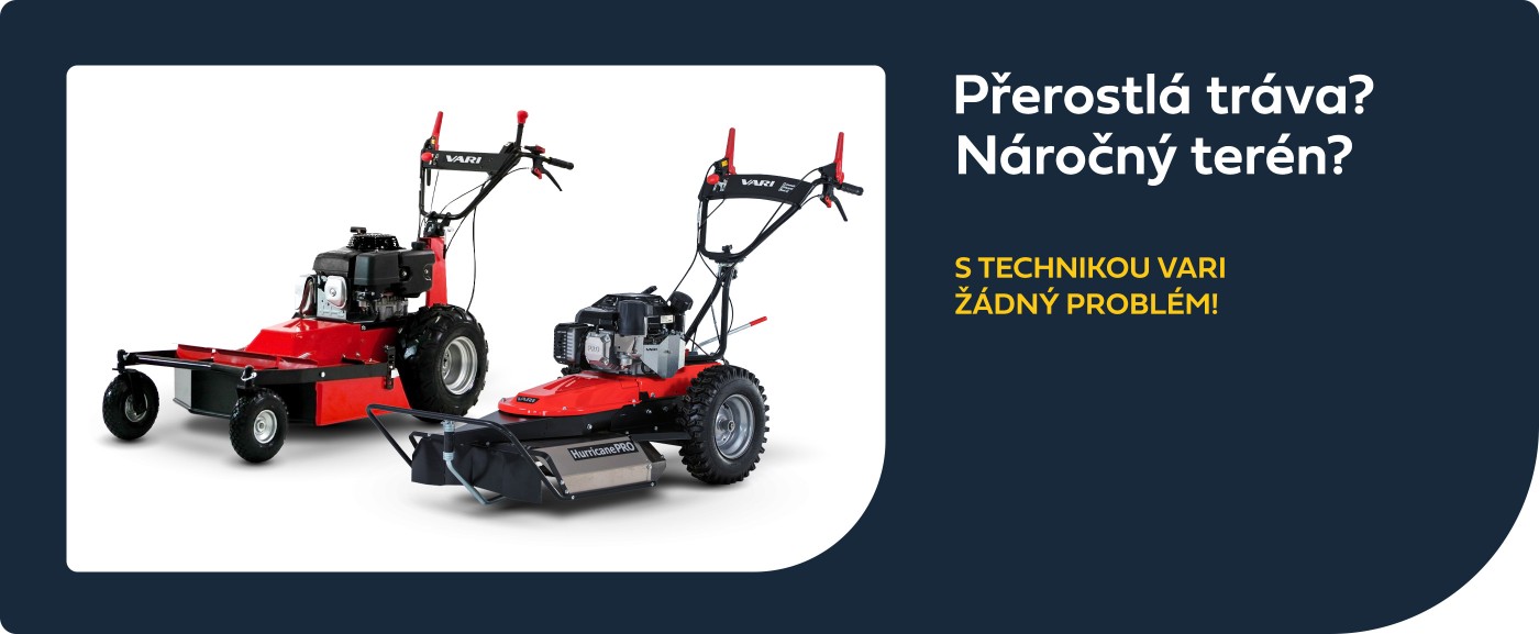 Přerostlá tráva? Náročný terén? S technikou VARI žádný problém.