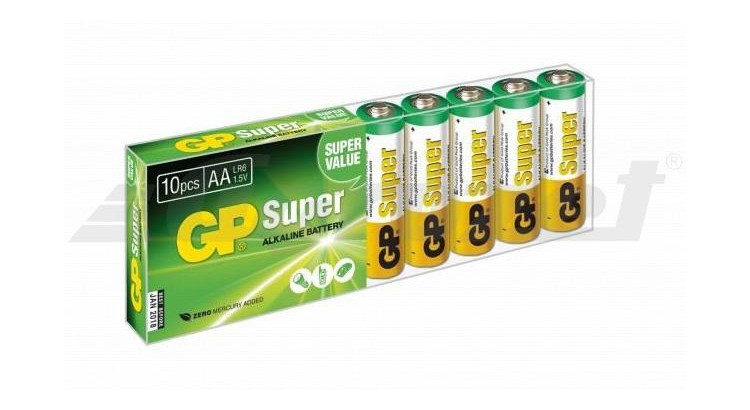 GP Super LR6 (AA) Alkalická baterie 10 ks ve fólii