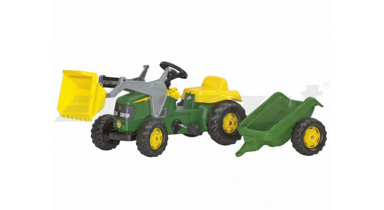 Rolly Toys Dětský šlapací traktor John Deere s nakladačem a přívěsem