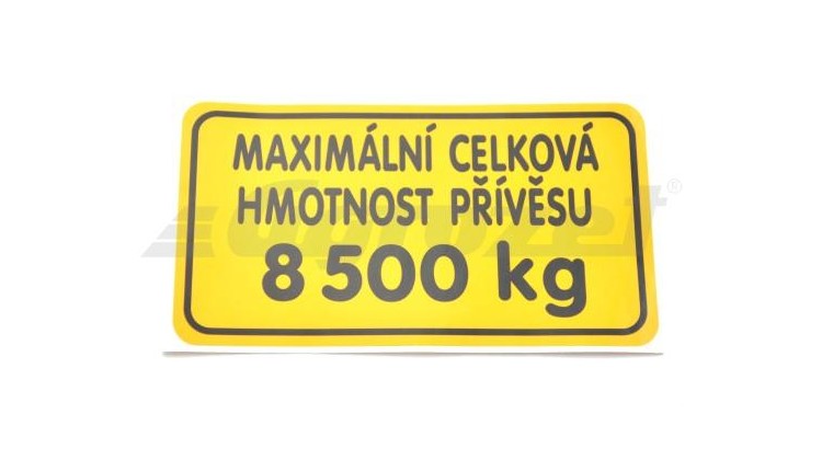 Nápis hmotnost přívěsu 8500 kg FRT-P 53802053