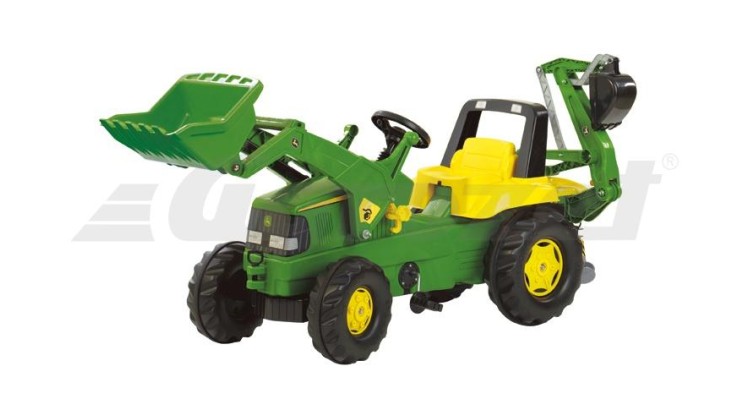 Rolly Toys Šlapací traktor John Deere s předním a zadním nakladačem