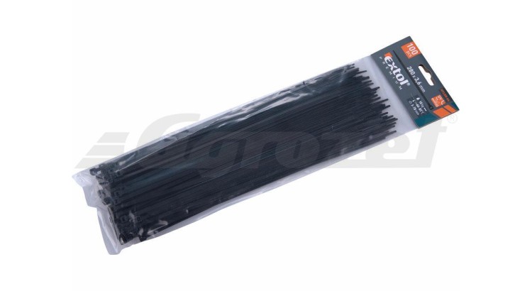 Extol Premium 8856158 Pásky stahovací na kabely černé, 280x3,6mm, 100ks