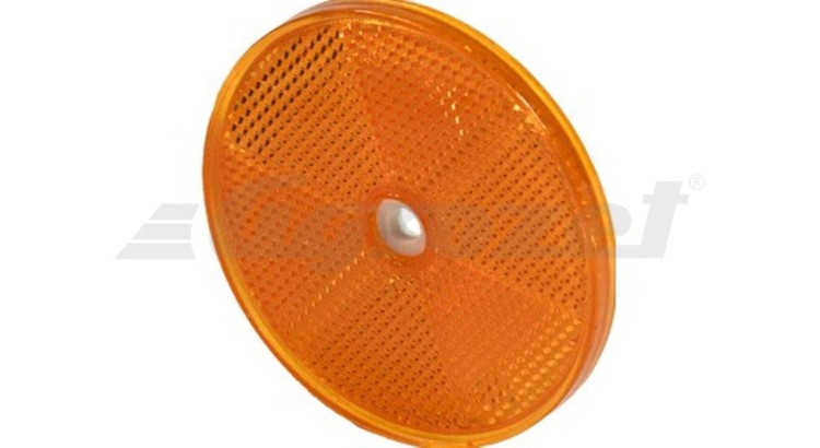 Odrazka oranžová s dírou na šroub průměr 80 mm