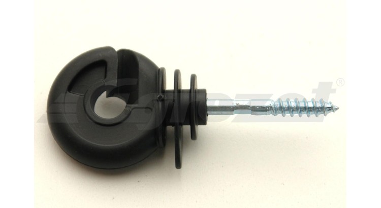 Izolátor kruhový s vrutem černý, držák 5,3 mm je veden i v těle izolátoru