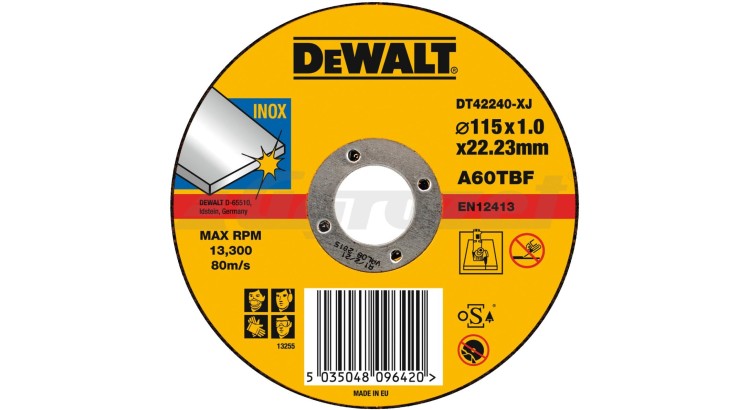DEWALT DT3506 Řezný kotouč na nerezovou ocel plochý 115x22,2x1,2mm