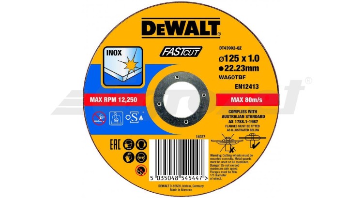 DEWALT DT43902 Řezný kotouč na nerezovou ocel 125X1,0X22,2