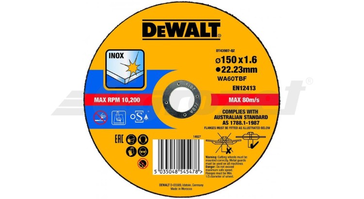 DEWALT DT43907 Řezný kotouč na nerezovou ocel 150X1,6X22,2