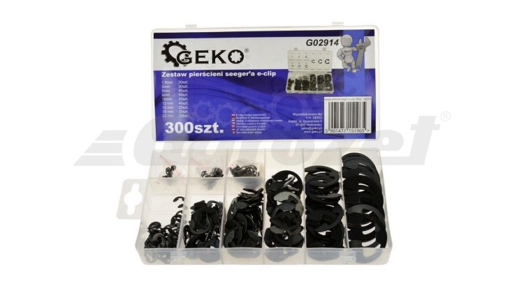 Geko G02914 Sada kroužků seegerů e-clip 300 ks