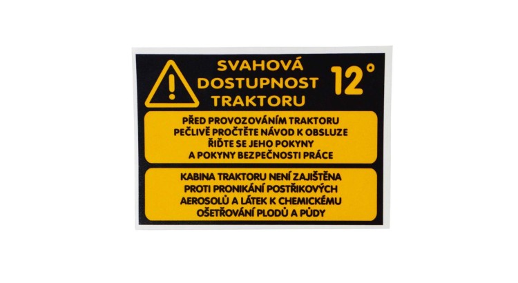 Štítek - svahová dostupnost 12° P F 15802022