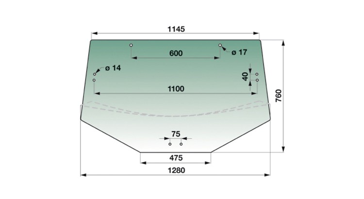 Sklo zadní John Deere 6120-7530
