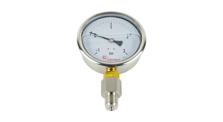 00380256 Manovakuometr pr.100 -1/+3 bar, kovový s glycerínem závit G 1/2"
