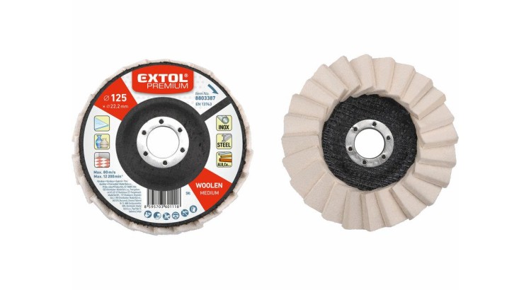 Extol 8803387 Premium Kotouč leštící filcový/plstěný, lamelový šikmý, O 125x12mm