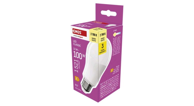 EMOS ZQ5E61 Žárovka LED Classic A60 E27 13 W (100 W) teplá bílá