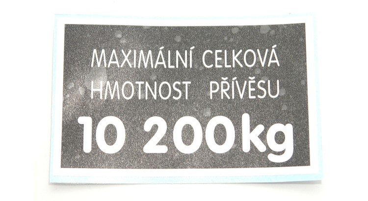 59116683 Štítek- hmotnost přívěsu 10200kg