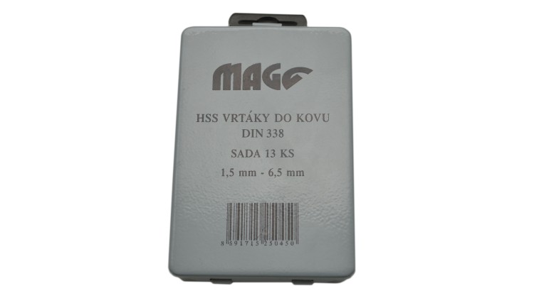 MAGG 26013 Sada vrtáků na kov 1,5-6,5 ,13 ks, plech. krabička