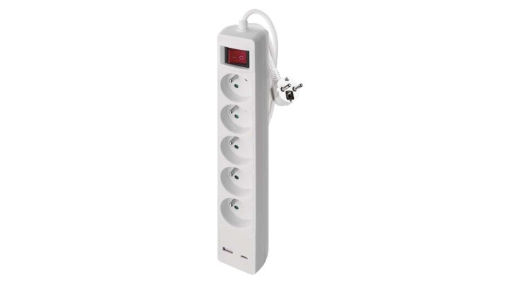 EMOS P1513CU Prodlužovací kabel 3m / 5 zásuvek / s vypínačem / bílý