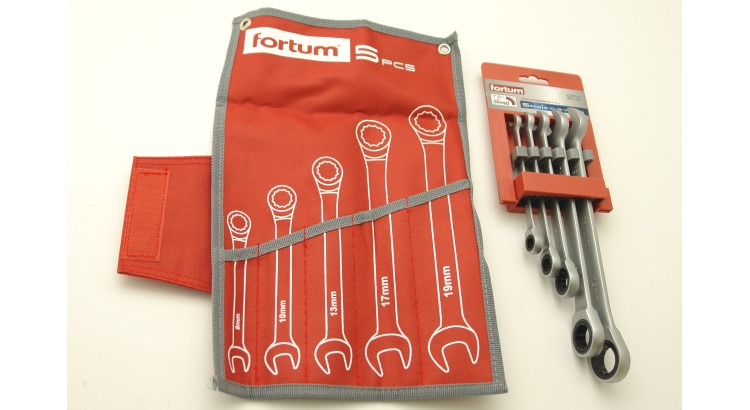 FORTUM 4720102 Klíče ráčnové OP 5 ks 8-19
