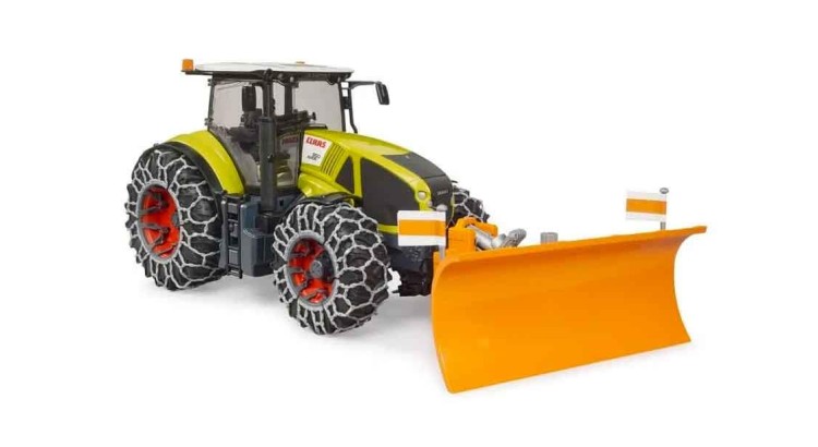 Bruder 3018 Traktor Claas Axion 950 se sněhovými řetězy a sněžným pluhem