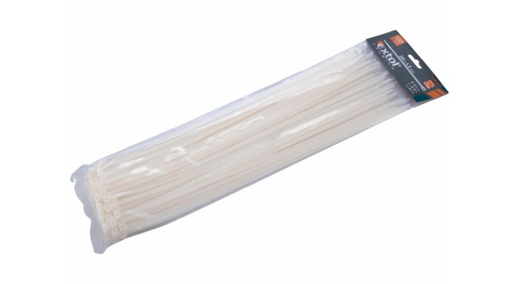 Extol Premium 8856114 Pásky stahovací na kabely bílé, 380x4,8mm, 100ks
