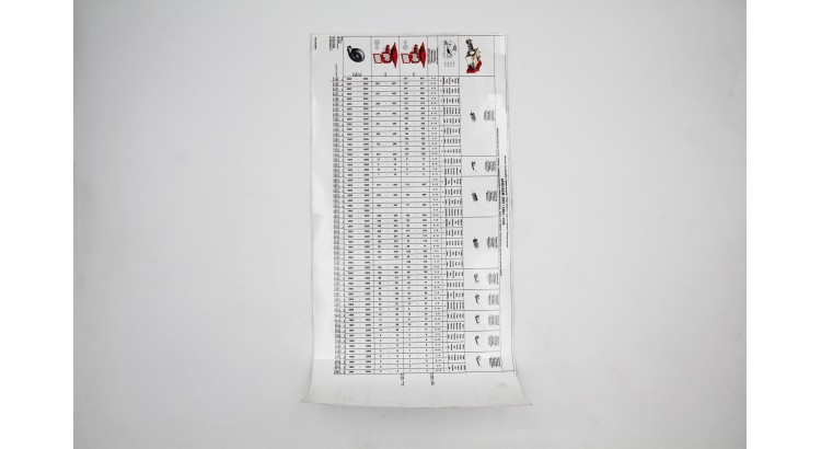 Nálepka "Výsevní tabulka elektr.pohon výsevního ústrojí"