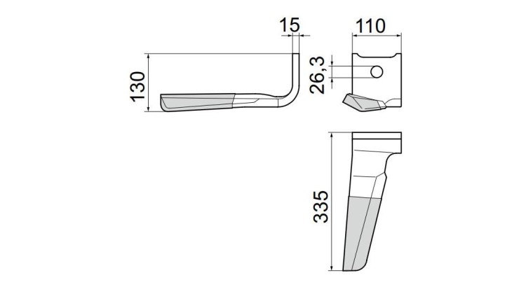 Pöttinger 8762.42.035.0 Nůž LION pravý 15x335 DURASTAR 12 rotorů