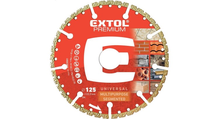 Extol PREMIUM 8803001 Kotouč řezný diamantový MULTI univerzální, O125x2,2x22,2mm