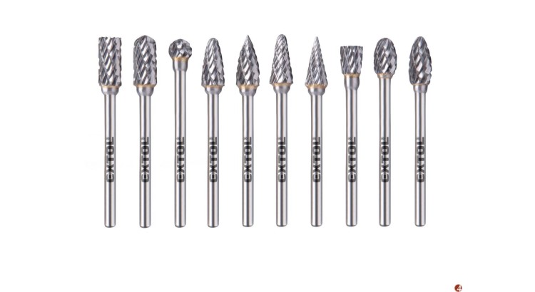 EXTOL INDUSTRIAL 8703810 Karbidové frézy, sada 10ks, pr.6x13mm double-cut