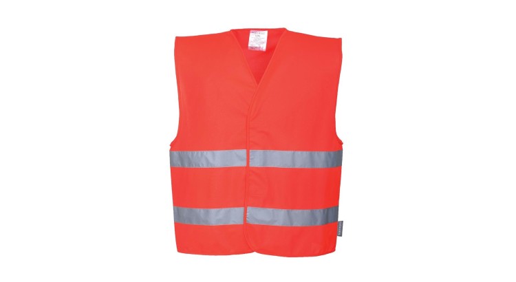 PORTWEST HI-VIS C474 / Reflexní vesta s dvěma pruhy - HV červená XXL/XXXL