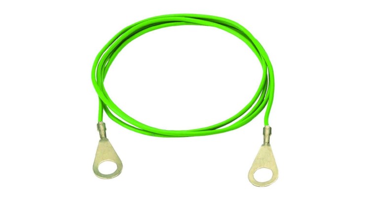 Zemnící kabel s koncovými oky zelený