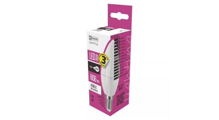 Emos ZQ3230 Žárovka LED Classic Candle 8W E14 neutrální bílá