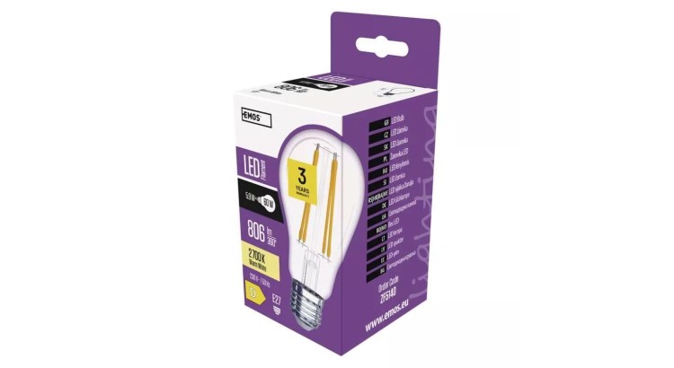 Emos ZF5140 Žárovka Filament LED A60 5,9W E27 teplá bílá