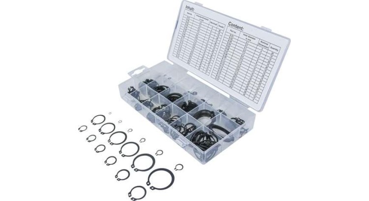 BGS108046 Pojistné vnější kroužky (seger) 3 ÷ 32 mm, 300 dílů v PVC kazetě