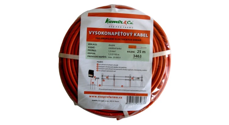 Vysokonapěťový kabel pro elektrické ohradníky dvojitá izolace 100 m oranžový