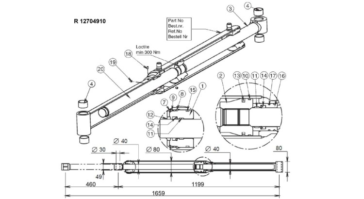 Agrojstroj 12704910-1 Válec hydraulický 80/40/40