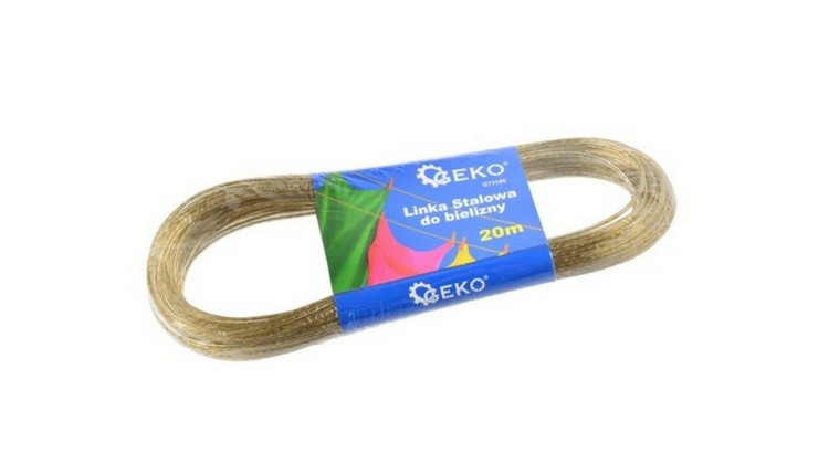Geko G73190 Šňůra ocelová na prádlo, 2mm x 20m