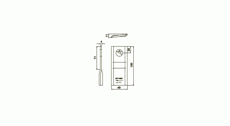Nůž P 120x47x4 pr 21