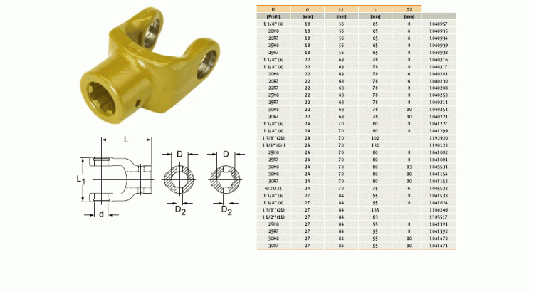 GKN Walterscheid 040221 / 10.22.11 / 1040221 Vidlice NG 2100, pr. 30