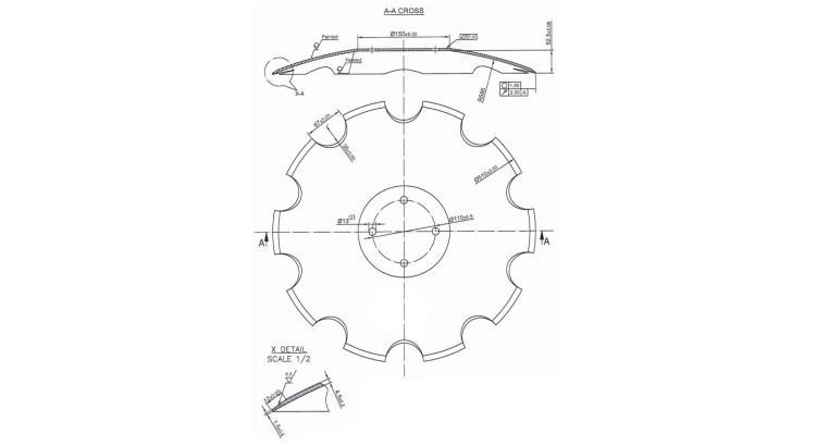 Pöttinger 850.41.051.0A Disk zubatý 510 4díry