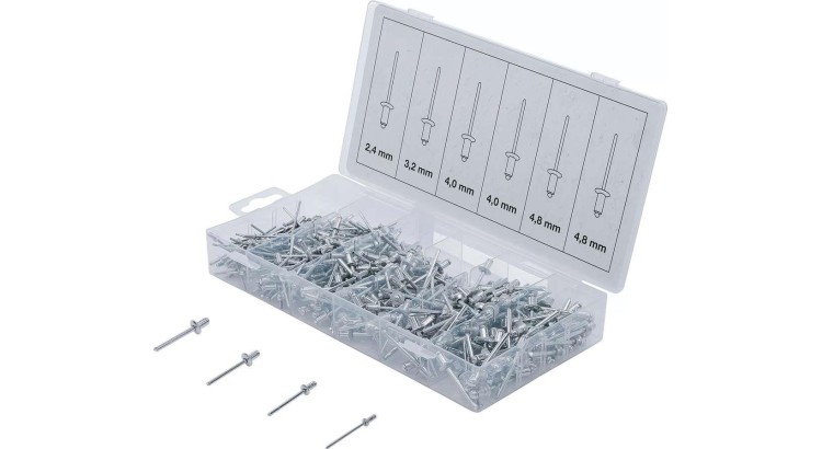 BGS Technik BGS108058 Hliníkové trhací nýty pr. 2,4 ÷ 4,8 mm, 400ks
