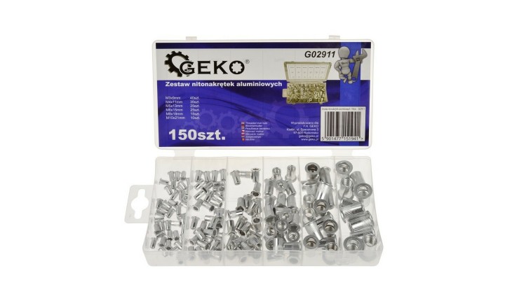 Sada hliníkových nýtovacích matic 150 ks GEKO