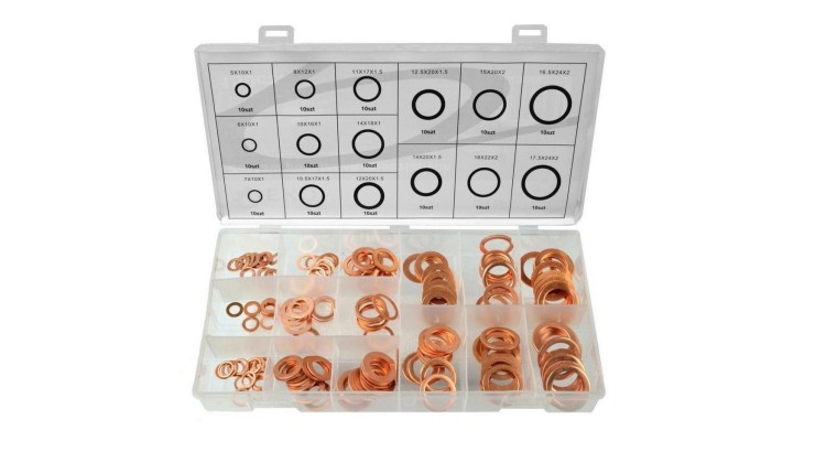 GEKO G02807 Podložky těsnící měděné, sada 150ks