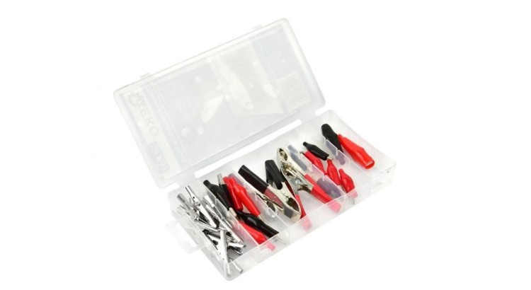 GEKO G03602 Elektrikářské svorky „krokodýl“ na autobaterie, sada 28 ks