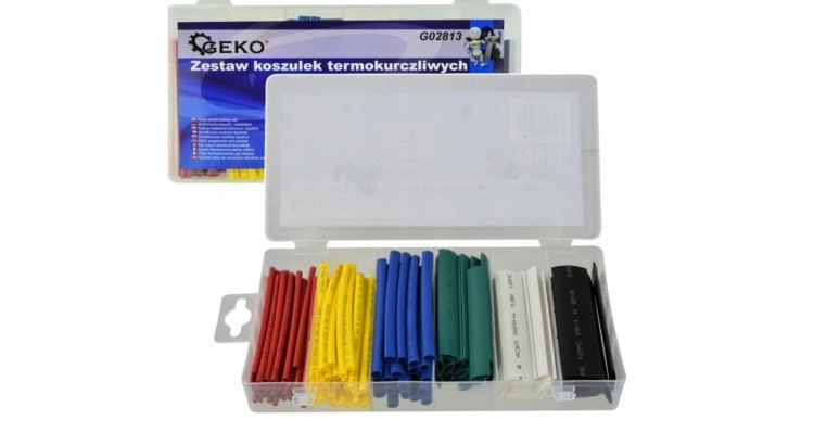 GEKO G02813 Bužírky smršťovací, délka 80 mm, různé rozměry, sada 128 kusů