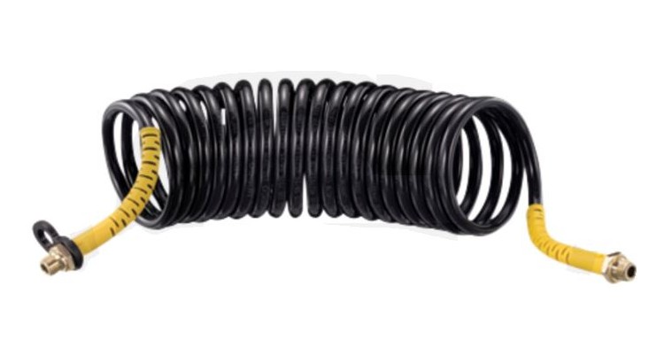 Hadice spirálová vzduchová černá,M18X1,5, 20 vinutí - žlutý oplet