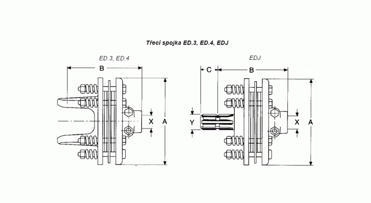 La Magdalena 52D.J.0 Spojka třecí 2 000 Nm 1 3/8" Z=6 - 1 3/8" Z=6
