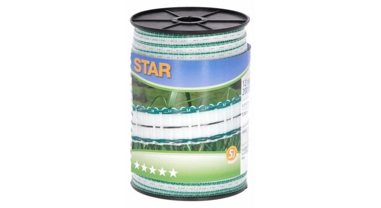 KERBL Ohradníková páska 12mm 200m STAR bílá/zelená